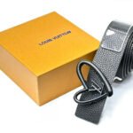 Louis Vuitton LV Heart Grained Leather Belt (Matte Black Hardware)