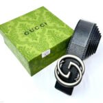 Gucci Interlocking G Belt (Black with Aged Silver Hardware)