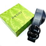 Gucci Interlocking G Belt (Black Grain Leather with Black Hardware)
