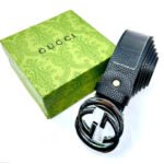 Gucci Interlocking G Belt (Black/Polished Gunmetal)