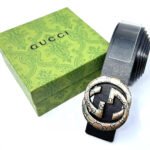 Gucci Blondie Interlocking G Belt (Black/Gold Engraved)
