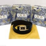 Dior Montaigne Crystal Frame Belt (Black)