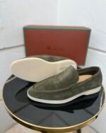Loro Piana Summer Walk Loafers (Olive Green) - Image 2