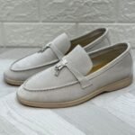 Loro Piana Summer Walk Loafers (Pearl Grey/Light Grey)