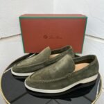 Loro Piana Summer Walk Loafers (Olive Green)