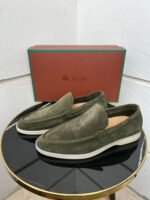 Loro Piana Summer Walk Loafers (Olive Green)