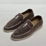 Loro Piana Summer Charms Walk Loafers (Chocolate Brown/White Piping)