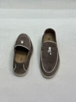 Loro Piana Summer Charms Walk Loafers (Chocolate Brown/White Piping) - Image 2