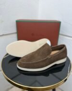 Loro Piana Summer Walk Loafer (Woven Beige Suede)