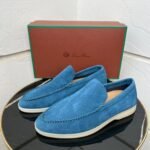 Loro Piana Summer Walk Loafer (Pacific Blue Suede)