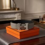 Hermès H Au Carre Reversible Belt (Etoupe / Brushed Silver)