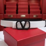 Valentino Garavani VLogo Signature Belt (White / Matte Black)