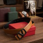 Valentino Garavani VLogo Signature Belt (Taupe / Matte Black)