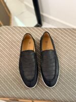 Loro Piana Summer Walk Loafers (Crocodile-Effect Black) - Image 2