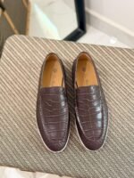 Loro Piana Summer Walk Loafers (Crocodile-Effect Dark Brown) - Image 2