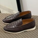 Loro Piana Summer Walk Loafers (Crocodile-Effect Dark Brown)