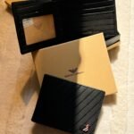 Giorgio Armani Diagonally Striped Leather Bi-Fold Wallet (Black)