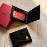 Ferrari Cracked Pattern Leather Bi-Fold Wallet (Black)