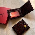 Ferrari Cracked Pattern Leather Bi-Fold Wallet (Wine Red / Burgundy)