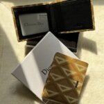 Dior CD Diamond Canvas Bi-Fold Wallet (Beige / Khaki)