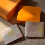 Louis Vuitton Multiple Wallet (White Damier Pop Canvas with Pink and Yellow accents)