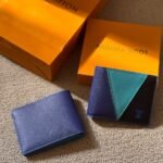 Louis Vuitton Multiple Wallet Taiga Leather Patchwork (Blue / Teal / Black)
