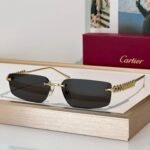 Cartier CT0544S 002 Gold Grey Rectangular Photochromic Unisex Sunglasses 🐆