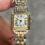 PANTHERE DE CARTIE 22MM QUARTZ GOLD STEEL WHITE DIAL