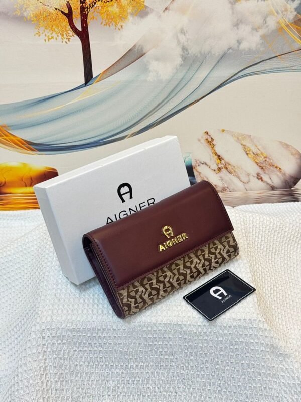 Aigner 037 Clutch Bag – Maroon and Khaki, 19 cm