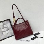 Bottega Veneta 9900-2 Top Handle Bag – Burgundy, 25 cm