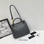 Bottega Veneta 9900-2 Top Handle Bag – Charcoal Gray, 25 cm