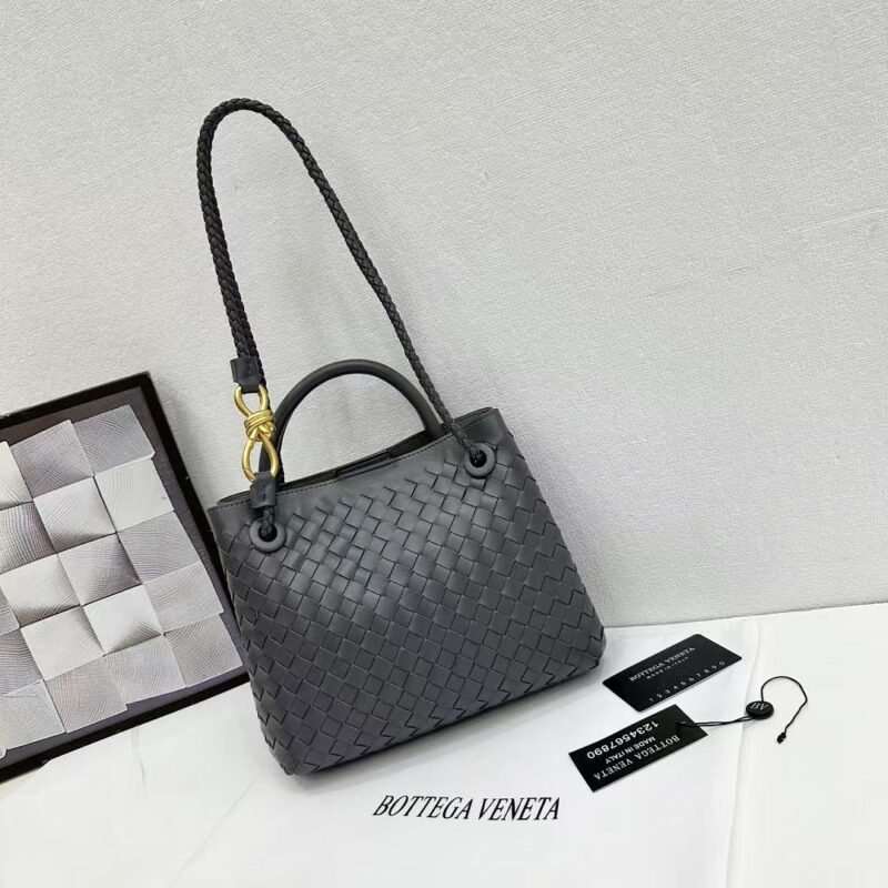 Bottega Veneta 9900-2 Top Handle Bag – Charcoal Gray, 25 cm