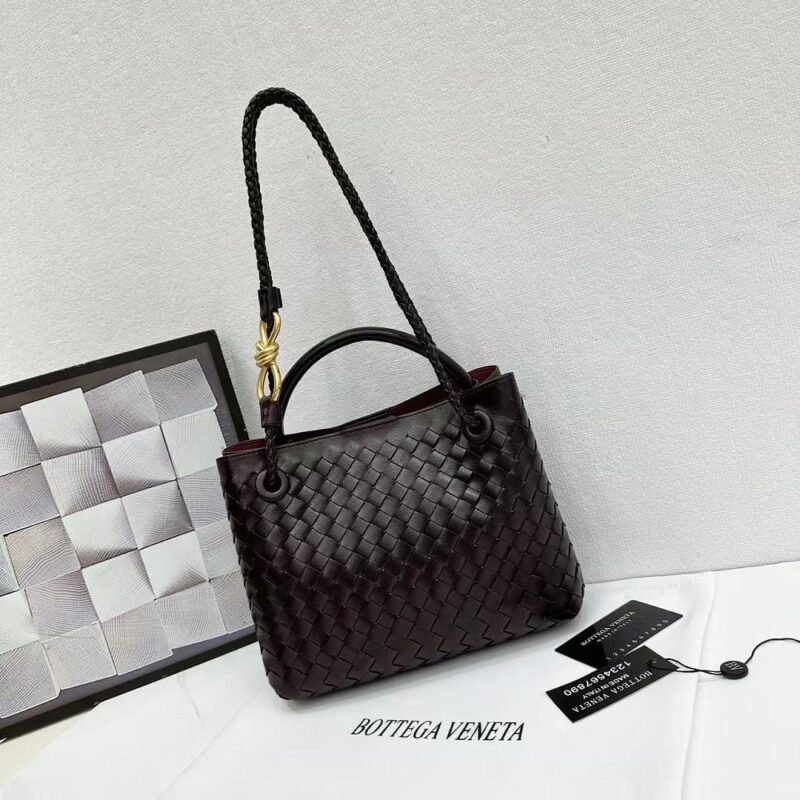 Bottega Veneta 9900-2 Top Handle Bag – Dark Brown, 25 cm