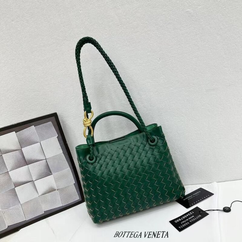 Bottega Veneta 9900-2 Top Handle Bag – Dark Green, 25 cm