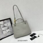 Bottega Veneta 9900-2 Top Handle Bag – Light Gray, 25 cm