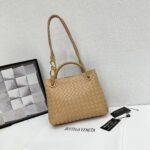 Bottega Veneta 9900-2 Top Handle Bag – Tan, 25 cm