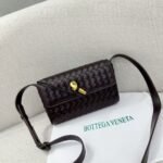 Bottega Veneta 9907 Crossbody Bag – Dark Brown, 22 cm