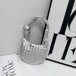 Bottega Veneta 9910-3 Mini Bag – Metallic Silver, 19 cm