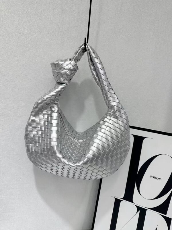 Bottega Veneta 9910 Hobo Bag – Metallic Silver, 45 cm