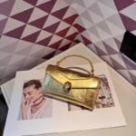 Bvlgari 5029 Top Handle Bag – Metallic Gold, 20 cm