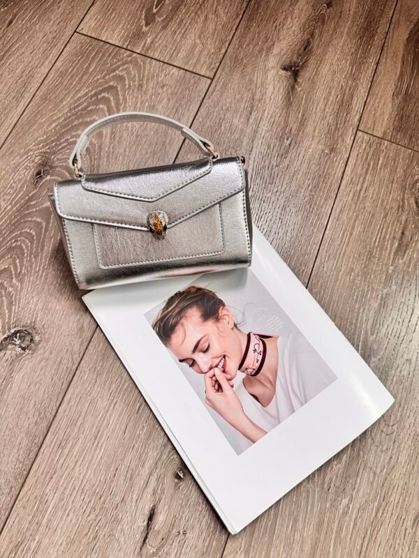 Bvlgari 5061-1 Top Handle Bag – Silver, 19 cm