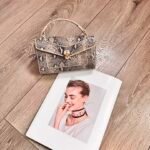 Bvlgari 5061 Top Handle Bag – Beige Snakeskin Print, 19 cm