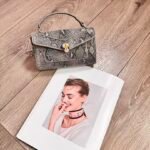 Bvlgari 5061 Top Handle Bag – Gray Snakeskin, 19 cm