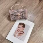 Bvlgari 5061 Top Handle Bag – Pink Snakeskin Print, 19 cm