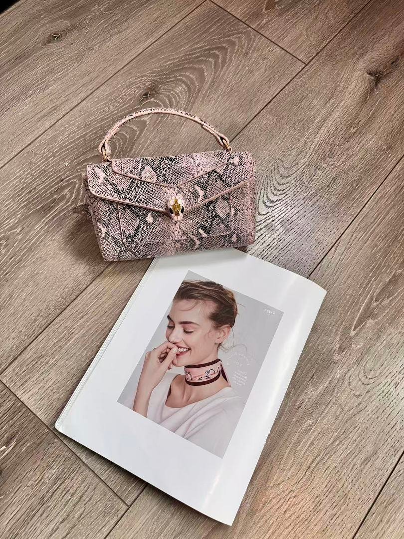 Bvlgari 5061 Top Handle Bag – Pink Snakeskin Print, 19 cm Bvlgari 5061 Top Handle Bag – Pink Snakeskin Print, 19 cm