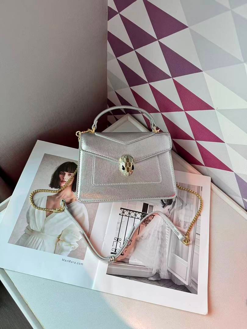 Bvlgari 5083 Top Handle Bag – Metallic Silver, 20 cm Bvlgari 5083 Top Handle Bag – Metallic Silver, 20 cm