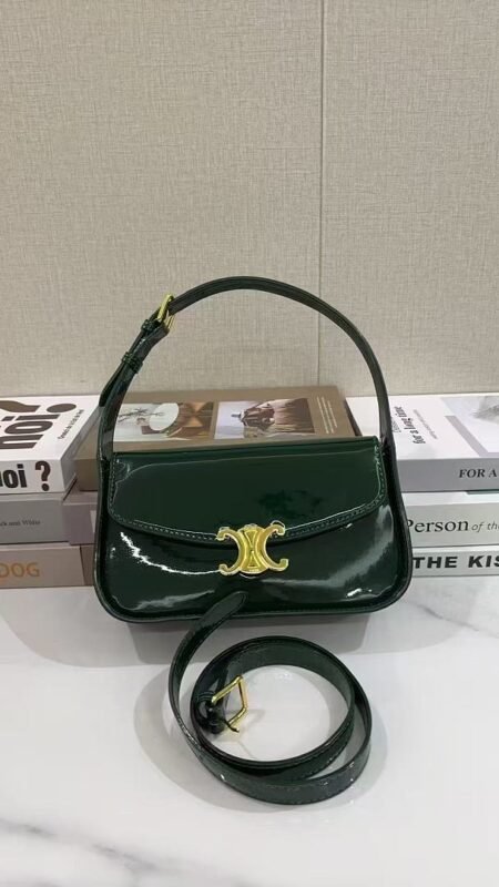 Celine 2433 Top Handle Bag – Dark Green, 23 cm