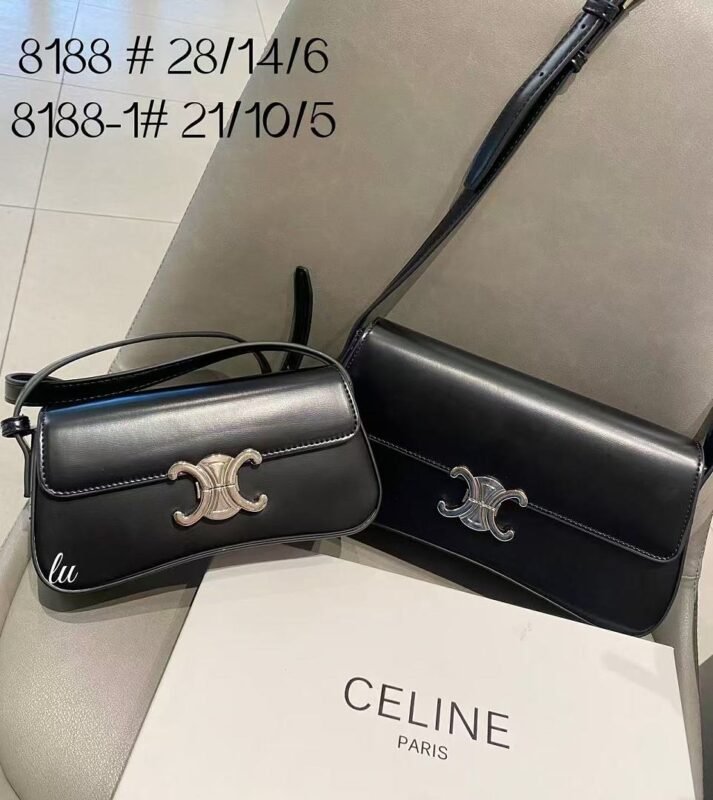 Celine 8188 Shoulder Bag – Black, 21 cm