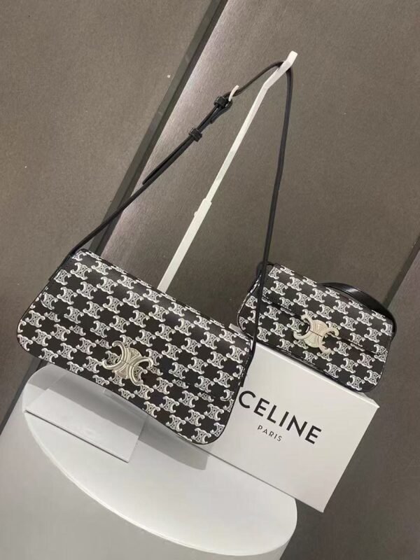 Celine 8188 Shoulder Bag – Black and White, 28 cm