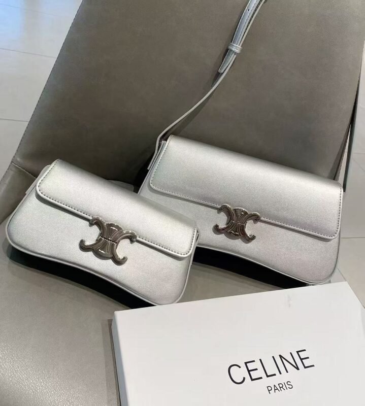 Celine 8188 Shoulder Bag – Silver, 21 cm